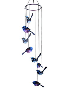 8-Pc Metal Blue Wren Wind Chime