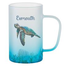 475ml Beer Mug with Frosted Blue Green Turtle Design by Kelly Lane