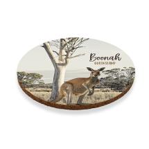 Set of 6 10cm Round Cork Coaster Kangaroo